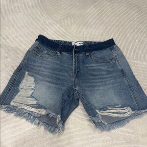Fashion Nova Blue Distressed Jean Shorts